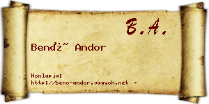 Benő Andor névjegykártya
