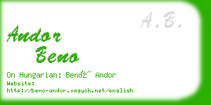 andor beno business card